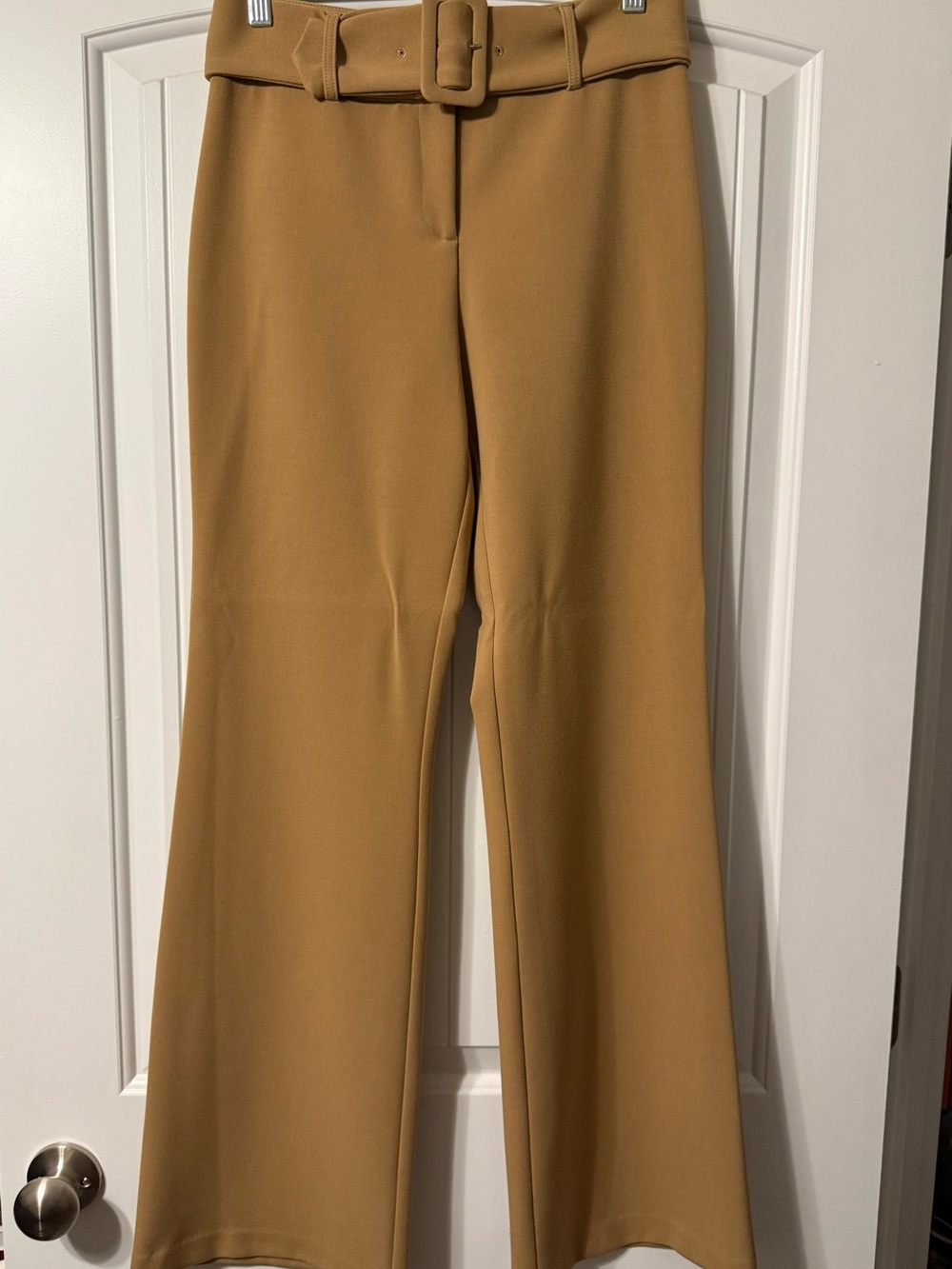 DREW Belted High-Waist Wide-Leg Pants - Camel